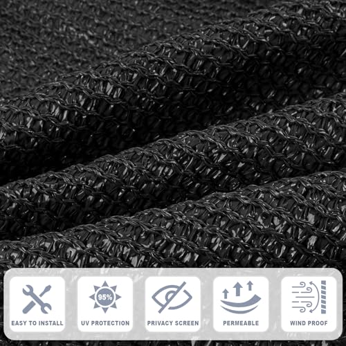 Cool Area Sun Shade Cloth with Grommets 3/4/6/8/10/12/16/20 FT Shade Panel Shade Tarp Screen Fabic for Outdoor Patio Pergola Cover Deck Garden, 6x10 FT, Black - color: Black, size: 0 6'X1 0'