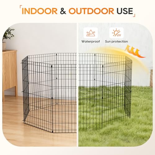 NChanmar Pet Dog Palypen Foldable Portable Metal Dog Fence Pet Exercise Pen Outdoor & Indoor Puppy Palypen Kennel 36 Inch Height 8 Panels w/Door for Camping Yard Lawn and BBQ, Black - size: 36 In
