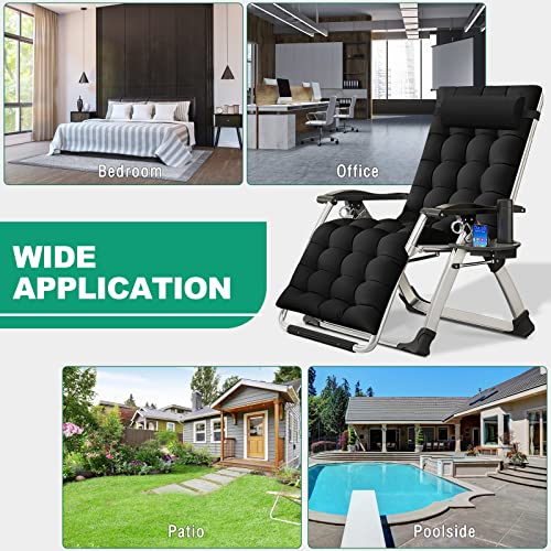 LILYPELLE Zero Gravity Chair, Premium Lawn Recliner Folding Portable Chaise Lounge with Detachable Cushion, Headrest and Cup Holder, Reclining Patio Lounger Chair - color: Ink Black, style: Zero Gravity Chair