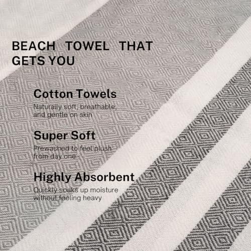 Cotton Turkish Beach Towel with Towels Oversized 36"x72" Pool Absorbent Extra Large Quick Dry Sand Travel Towel (Mélange Drift, 2 Pack) - color: Mélange Drift, size: 2 Pack