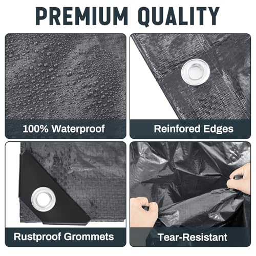 8 Pack 6 x 8 ft 5.5 Mil Large Tarps Heavy Duty Waterproof Tarp Multi Purpose Tent Cover for Home Boats Cars Camping Patio Furniture Roof Emergency Rain Protective Cover, Gray - color: Gray, size: 6 x 8 ft
