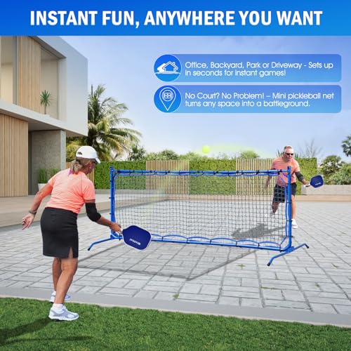 Pickleball Rebounder Net with Kitchen Lines System for Solo Training Equipment, 7.9FT or 6FT 2in1 Mini Pickleball Practice Net Portable Trainer for Driveway Backyard Garage, Easy Setup & Storage - size: 7.9FT Pickleball Net