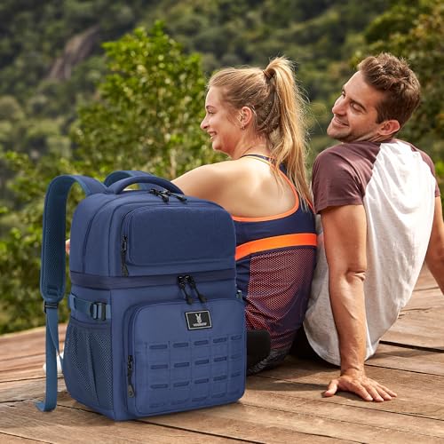 Large 36 Cans Insulated Waterproof Cooler Backpack for Men Women, Double Deck Leak Proof Cooler Bag for Camping, Hiking, Fishing - color: Blue