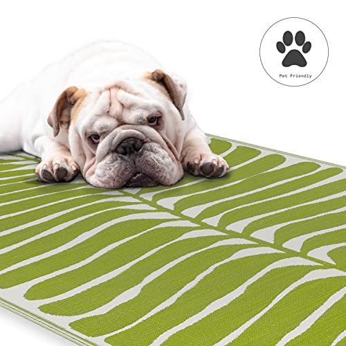 Fab Habitat Outdoor Rug - Waterproof, Fade Resistant, Crease-Free - Premium Recycled Plastic - Tropical Leaf Botanical - Large Patio, Deck, Sunroom, Camping, RV - Hilo - Green - 6 x 9 ft - color: Hilo - Green, size: 6' x 9' (Rectangular)