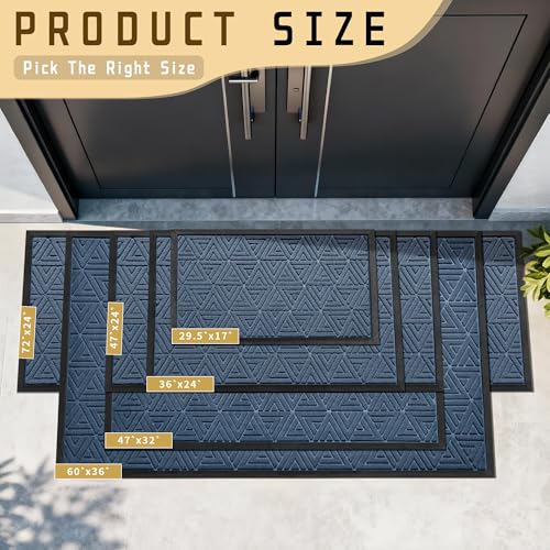Yimobra Extra Large Door Mat 60x36, All-Weather Waterproof Non-Slip Welcome Matt Outdoor, Heavy Duty Non Slip Doormat for Entryway for Patio and Garage Indoor, Easy Clean, Blue - color: Blue, size: 60x36 Inch