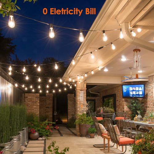 Bdrofn 120FT Solar String Lights Outdoor,Solar Patio Lights Waterproof with Remote & 40+2 Dimmable ST38 Shatterproof LED Bulbs,Commercial Grade Solar Powered String Lights for Outside - size: 120FT