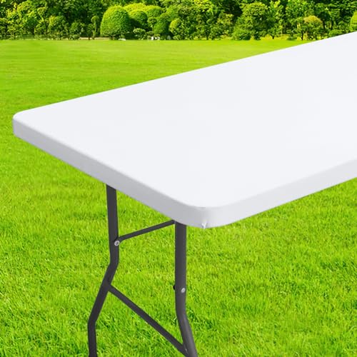 homing Rectangle Table Cloth Cover, Waterproof Polyester Elastic Fitted Tablecloth, Washable Table Protector for Picnic, Camping, Outdoor (White, 24" x 36") - color: White, size: 36" x 24" (Rectangular)