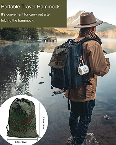 Fotgear Camping Hammock with Mosquito Net - Ultra Lightweight Durable Double/Single Travel Hammock 210T Parachute Nylon with Tree Straps 660lbs Capacity for Garden Camping Backpacking, Camo