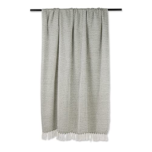DII Woven Throw Collection 100% Cotton, Basketweave, 50x60, Artichoke Green - color: Artichoke Green, size: 50x60"