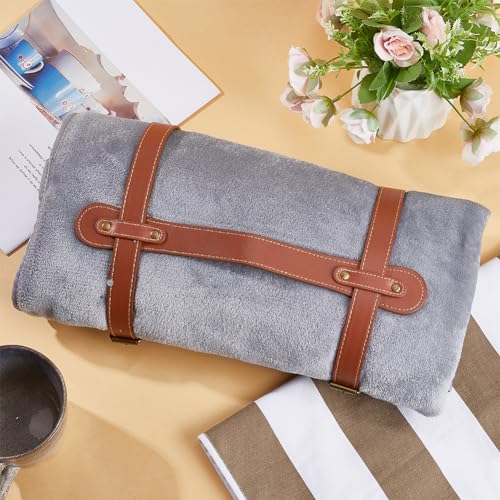 GORGECRAFT Outdoor Picnic Blanket Carry Strap Portable Leather Handle Belt Carrier Motorcycle Bedroll Adjustable Straps Holder for Yoga Exercise Mat Carpet Home Blanket Camping Travel Beaches Rug - color: Camel