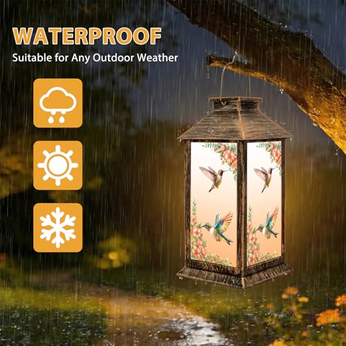Mothers Day Gifts for Mom Grandma, Solar Lanterns Outdoor Waterproof, Birthday Hummingbird Gifts for Women, Hanging Decorative Solar Lantern for Garden Yard Lawn Patio