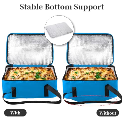 Bodaon Insulated Casserole Carrier Bag, Fits 9x13 and 11x15 Inch Baking Dish with Lid, Casserole Carriers for Hot or Cold Food for Transport (Black) - color: Blue
