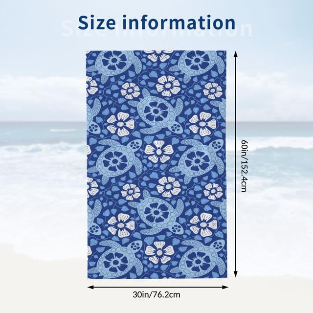 JOOCAR Blue Sea Turtle Beach Towel Mandala Floral Microfiber Beach Towels for Kids Adults Bathroom XL Bath Towels Big Extra Large Cute Pool Towels Oversized Quick Dry for Women Men 30x 60 Inch - color: B7