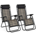 COSTWAY 2PCS Zero Gravity Lounge Chairs, Patio Rattan Recliner with Pillow, Lockable, Foldable & Lightweight, Suitable for Outdoor Use (Mix Gray) - color: Mix Gray