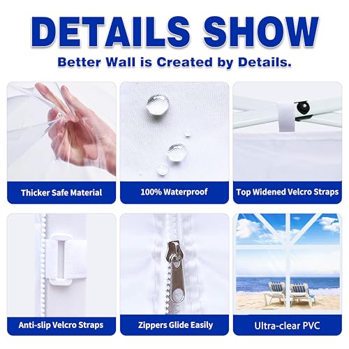 SCOCANOPY SideWall with Window for 10x10 Canopy Frame, 2 Pcs Sunwalls Only,White - color: White, size: 10X10