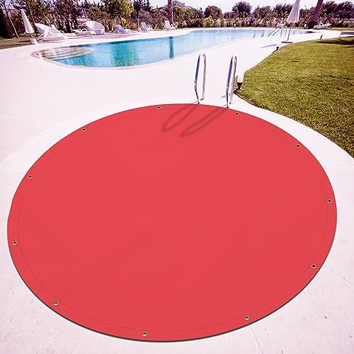 Covers & All Heavy Duty Round Tarp – 18 oz Waterproof PVC Vinyl Tarp, Tear & UV Resistant with Reinforced Edges and Grommets for Patio, Pool & Equipment Protection (12 ft Diameter, Red)