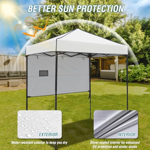 EAGLE PEAK 6x4 Instant Pop Up Canopy Tent with 1 Half Wall Panel, Straight Leg Sun Shelter, Portable Canopy with Carry Bag for Camping, Beach & Sports, White - color: White, size: Half Wall