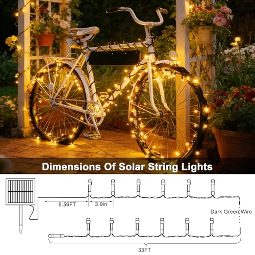 4 Pack Solar String Lights, Total 132Ft 400 LED Solar Powered Twinkle String Lights Waterproof with 8 Lighting Modes Green Wire for Patio Garden Party Yard Wedding Decors (Warm White) - color: Warm White