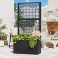 Modern Shade Metal Planter Box with Trellis Privacy Screen, 6x3 FT Large Raised Garden Bed, Multi-Functional Privacy Screen Outdoor with Drainage Holes for Climbing Plants, Petal Weave - size: 1 PC (Petal Weave) with Planter Box