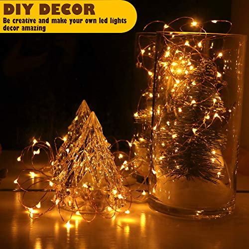 6-Pack 7Ft Starry String Light No Remote Fairy String Lights 20 Micro Starry LEDs On Copper Wire CR2032 Batteries Included,DIY Wedding Centerpiece,Party,Christmas Table Decor (Amber) - color: Amber, size: 7ft