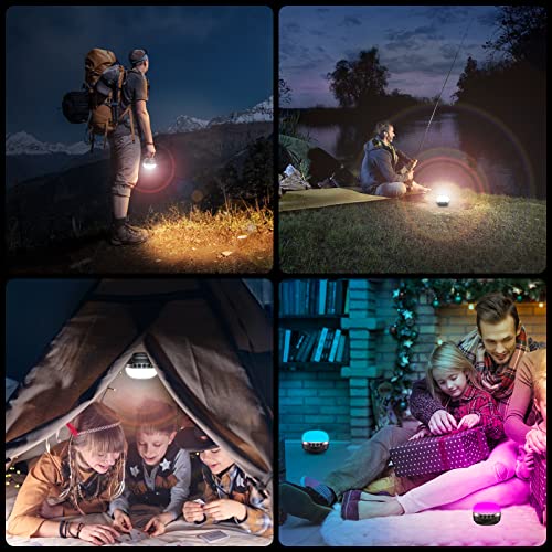 LED Camping Lantern Rechargeable 1400LM, Up to 420H Running Time Camping Tent RGB Light, 10400mAh Emergency Hanging Light for Hurricane, Power Outages, Home, Hiking - style: Black Ultra