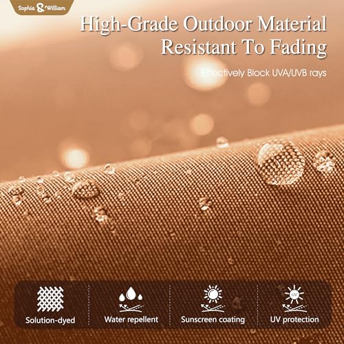 Sophia & William 15 ft Extra Large Patio Umbrella with Base Included, Rectangular Outdoor Umbrella Heavy Duty, Market Umbrella Double-sided Fade Resistant for Pool Garden Backyard, Maillard Tawny - color: Tawny