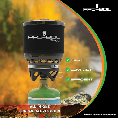 Flame King Pro-Boil All-in-One Camping and Backpacking Stove Cooking System, Boils Water in 90 Seconds, Gas Powered