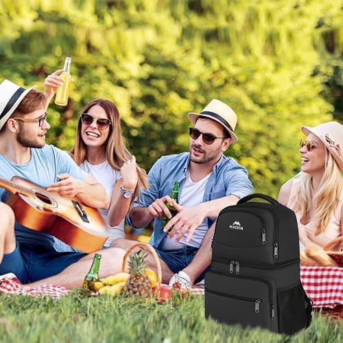MATEIN Cooler Backpack, 26 Cans Insulated Lunch Backpack for Men Women, Leakproof Double Layer Lunch Cooler Bag Lightweight Soft Lunch Backpack with Cooler Compartment, Beach Camping Hiking Beer Gifts - color: Black, size: 40 Cans