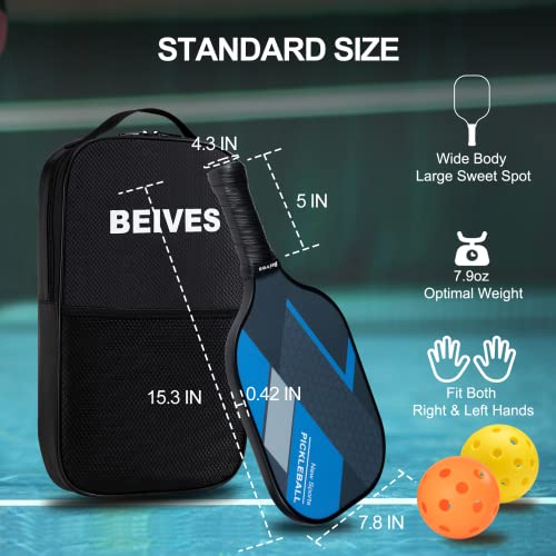 Pickleball Paddles, USAPA Fiberglass Pickleball Paddles Set of 4, Pickleball Set with 4 Pickleball Rackets, Including 4 Pickleballs & 1 Carry Bag, Pickle Ball Paddles Set for Men, Women - color: 2.Red&Blue-set of 4