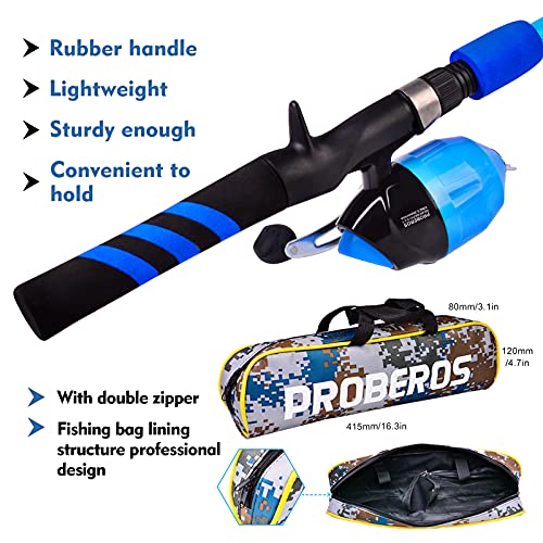 PROBEROS Kids Fishing Pole - Portable Telescopic Fishing Rod and Reel Combo Kit - Spincast Fishing Reel Casting Rods with Lures Lines Tackle Box and Bag for Boys Girls Youth Fishing - color: Blue(Black Handle Rod), size: 1.5m/4.9ft