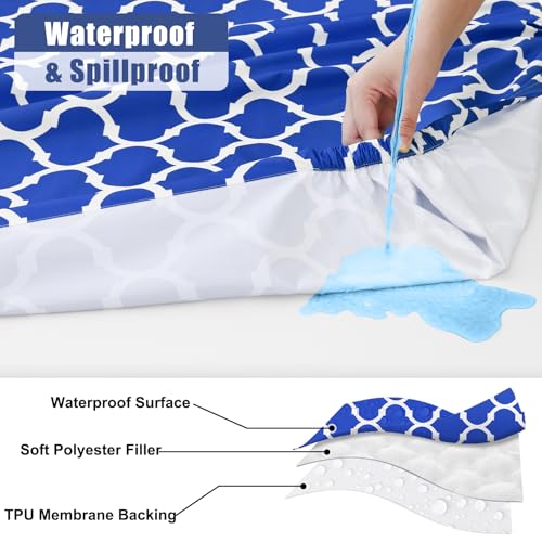 Smiry 2 Pack Rectangle Table Cloth 4 Foot, Waterproof Elastic Fitted Tablecloths, Windproof Washable Polyester Table Cover for Picnic, Camping, Outdoor (Blue, 30"x48") - color: Blue, size: 30"x48"
