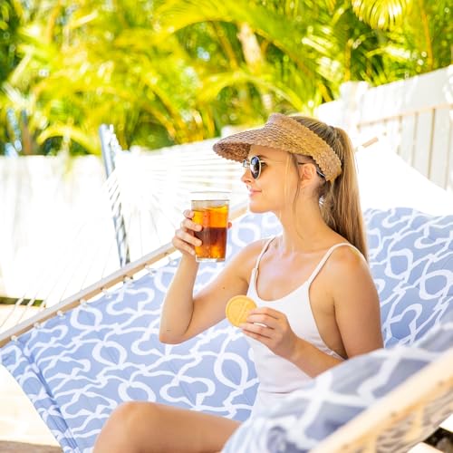 SUNCREAT Double Quilted Hammock with Hardwood Spreader Bar, Extra Large Soft Pillow, Heavy Duty 2 Person Hammock for Indoor, Outdoor, Grey Pattern - color: Grey Pattern