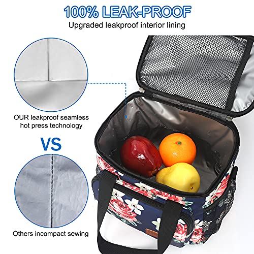 Femuar Lunch Bags for Women/Men, Insulated Lunch Bag for Work Office Picnic - Large Lunch Cooler Bag Leakproof Lunch Box with Adjustable Shoulder Strap for Adults - Floral - color: 6-Floral, size: Medium Size