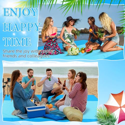 Drydiet Extra Large Beach Blanket Sandproof Waterproof 10 x 9 ft Beach Mat for 2-8 Adults Oversized Quick Drying Outdoor Picnic Blanket Lightweight Sand Free Mat for Travel Camping Hiking(Blue Cyan) - color: Blue Cyan