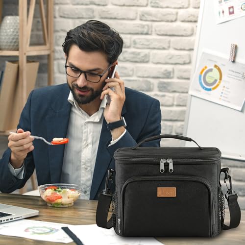 Lifewit Reusable Insulated Lunch Bag, Portable Cooler Freezable Soft Lunchbox Leakproof with Adjustable Shoulder Strap for Men Women Adult for Work Picnic or Travel, 15L 24 Can, Black - color: Black, size: Large(15l)