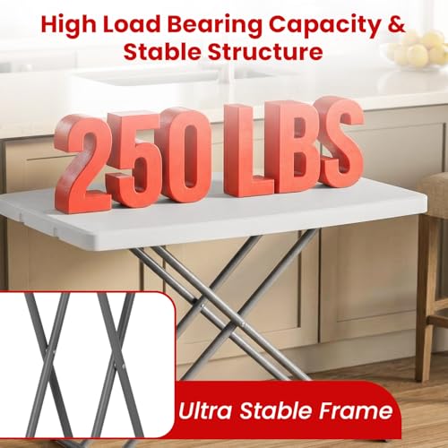 PayLessHere | 30 Inch Folding Table | Foldable Tray Table | Waterproof & Foldable Table Design | Small Desk Adjustable Height | White | for Events, Camping, Indoor & Outdoor Use - color: White, size: 30"