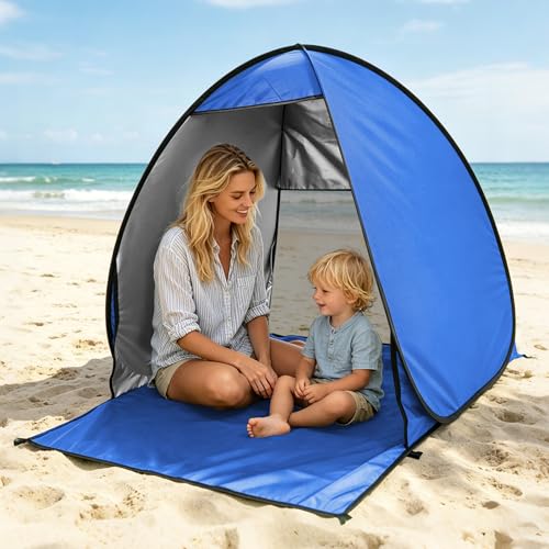NARMAY Camping Tent, Pop Up Beach Tent, Portable Sun Shelter for 1-2 Person with UPF 50+ UV Protection - Blue - color: Blue