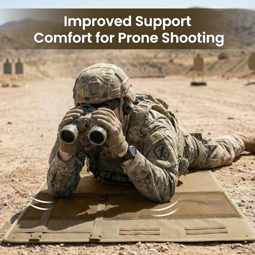 Shooting Mats Prone Padded,Extra Large Tactical Training Shooting Mat for Range Shooting & Hunting, Compact Foldable Water-Resistant Anti-Slip Base with Carry Strap Hunting Mat - color: Khaki