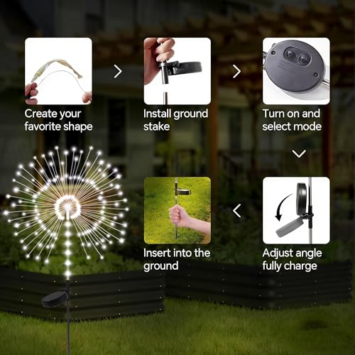 2 Pack 250LED Solar Garden Lights Outdoor, Dual Lighting Modes Firework Lights Solar Powered, Waterproof Twinkle Fairy Light Outside for Yard Patio Pathway Christmas Party Decorative(Cool White) - color: Cool White 02