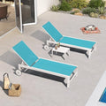 PURPLE LEAF Outdoor Lounge Chairs Set of 2 White Aluminum Chaise Lounge Chair Five-Position Adjustable Chaise Lounges with Wheels and Table for Pool Deck Patio, Turquoise - color: Turquoise, style: Standard Straight-leg