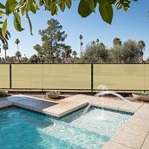 E&K Sunrise 5' x 40' Privacy Fence Screen with Grommets, Outdoor Windscreen Fence Covering Privacy Screen UV Blockage for Backyard Garden Patio, Zip Ties Included (Beige) - color: Beige, size: 0 5' x 40'
