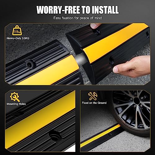 FAHKNS Flexible Cable Protector Ramps - 1-Channel Rubber Cord Cover for Floor, Concealing Wires in Homes, Warehouses - size: 4 Pack of 1 Channel