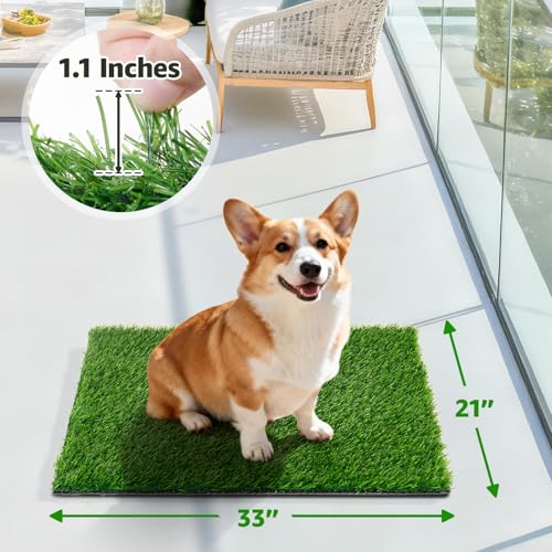 Artificial Turf Grass Outdoor: Grass Pad for Dogs Indoor Potty Training, Replacement Turf Rug for Patio Balcony Lawn Apartment Decoration, Easy to Clean with Drainage Holes(33x21 inch) - size: 33x21 inch