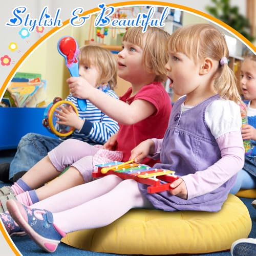 Jerify Floor Pillow Cushions Large Round Square Large Meditation Floor Pillow for Classroom Adult Meditation Picnic Party Seating Learning Daycare School(Round,Colorful,4 Pcs) - color: Colorful, size: Round