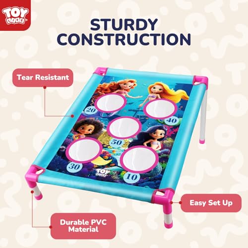 TOY Life Bean Bag Toss Game, Carnival Party Games, Cornhole Set for Kids Outdoor Games, Outside Toys for Kids Ages 4-8, Yard Outdoor Toys for Toddlers 3-5, Gifts for 3 4 5 6 7 Year Old Girls & Boys - color: Blue & Pink Mermaid