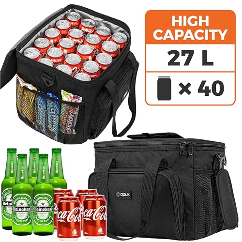 OPUX Soft Cooler Bag, Insulated Collapsible Lunch Cooler Tote for Men Work Camping Beach Travel, Portable Soft Sided Leakproof Waterproof Large Lunch Bag Box with Shoulder Strap 40 Cans, Black - color: Black, size: 40 Cans