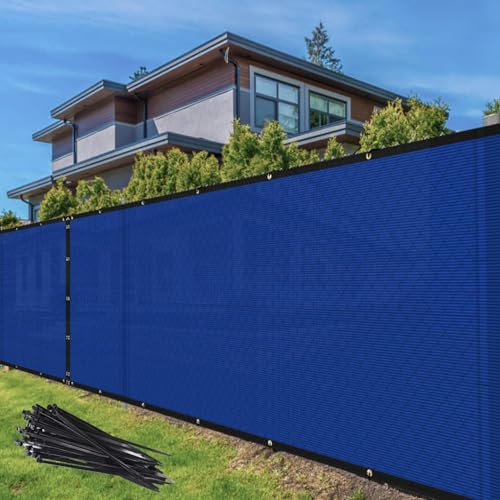 TANG 4' x 12' Privacy Fence Screen Blue Shade Cloth with Grommets, Chain Link Fence Panels Outdoor Mesh Fabric Fencing, Balcony Windscreen Cover,Temporary Garden Fencing for Yard Deck Pool - color: Blue, size: 0 4' x 12'
