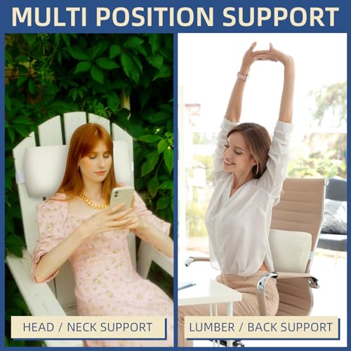Headrest Pillow for Patio Chaise Lounge, 2 Packs Head Pillow with Elastic Band for Zero Gravity Lounge Chair, Head Neck Rest Pillow Lumbar Pillow, Cream - color: Cream