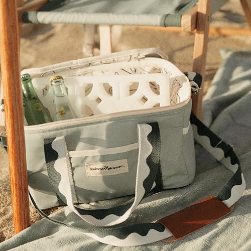 Business & Pleasure Co. Premium Cooler Bag - 14L Vintage Lunch Bag for Beach Days & Picnics - Insulated Leakproof Lining - Rivie Green - color: Rivie Green