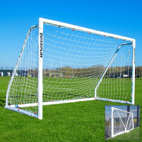 QuickPlay Q-Fold Match Soccer Goal – 30-Second Folding Design for Easy Setup | Portable Net for Backyard | Weatherproof Goal Post for Adults & Kids – [Single Goal] - style: 8 x 5'